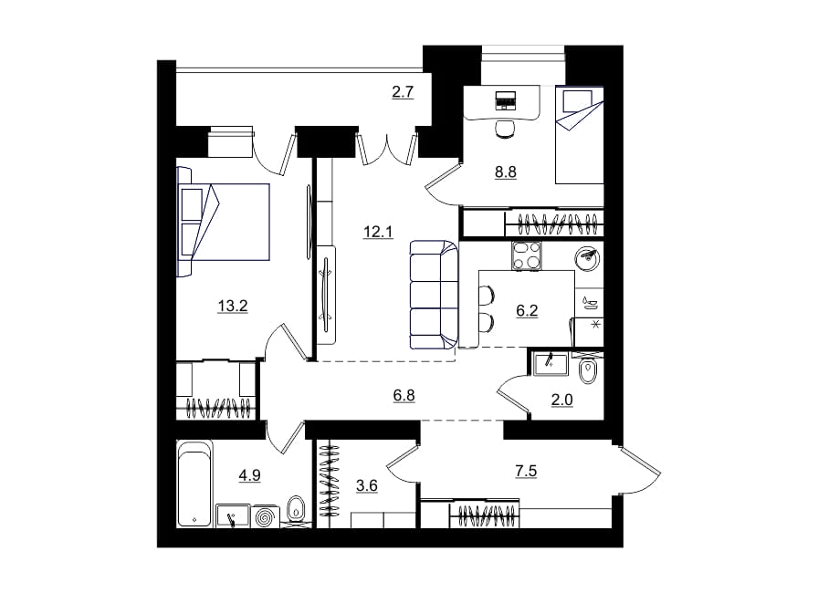 планировка квартиры 68 м2
